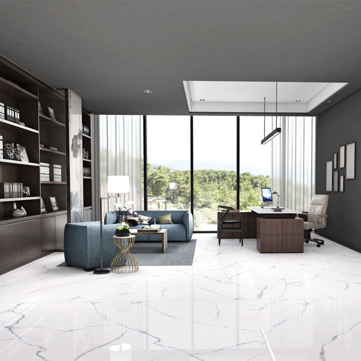 Atlantic White Marble Look Tiles Living Room IvySpace
