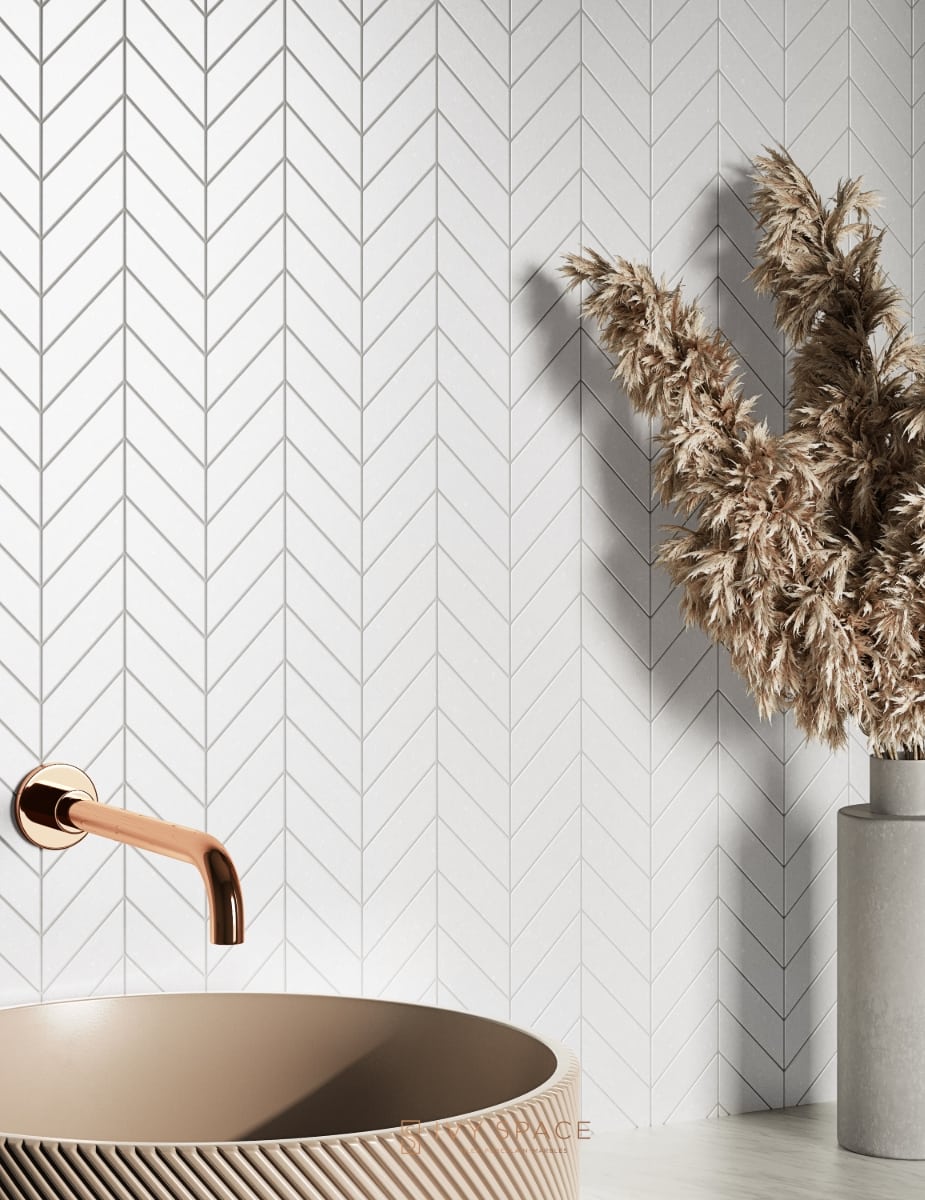 Chevron Thassos White Pure Marble Ivyspace