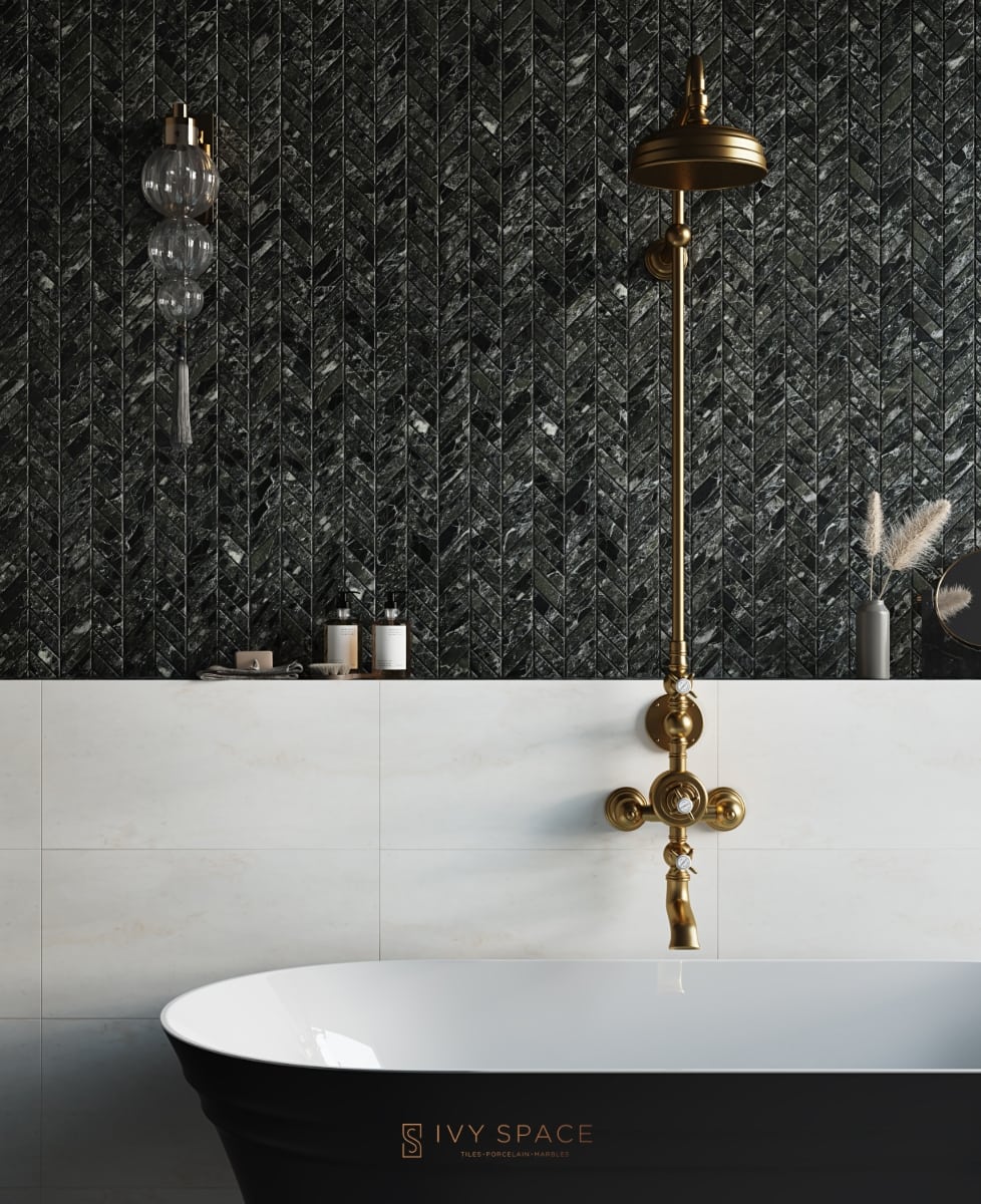 Chevron Black Argo Marble Bathroom Ivyspace