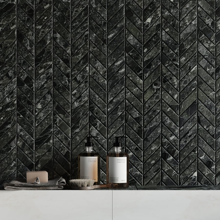 Chevron Black Argo Marble Bathroom Ivyspace