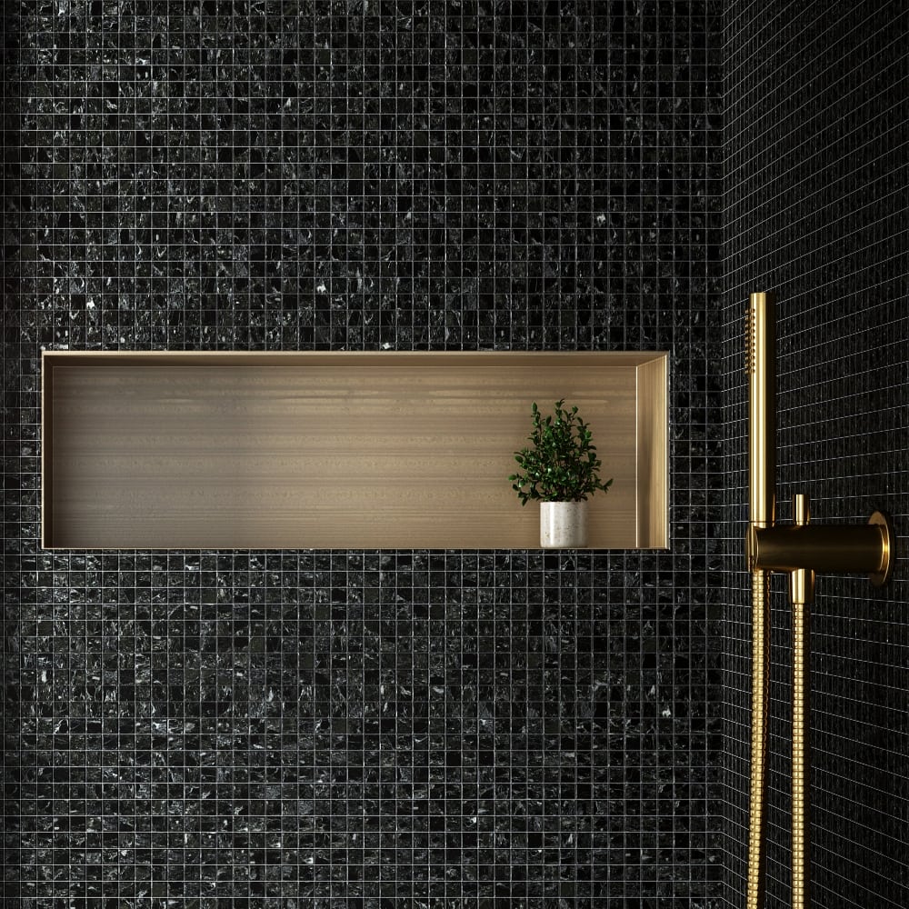 Black Marble Mosaic Bathroom IvySpace