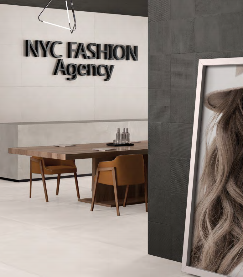 White Cement Effect Porcelain Tiles Industrial Look IvySpace