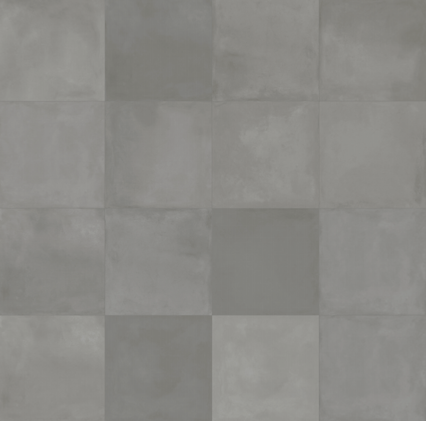 Cement effect porcelain tiles, in Matt finish and several sizes and shapes.