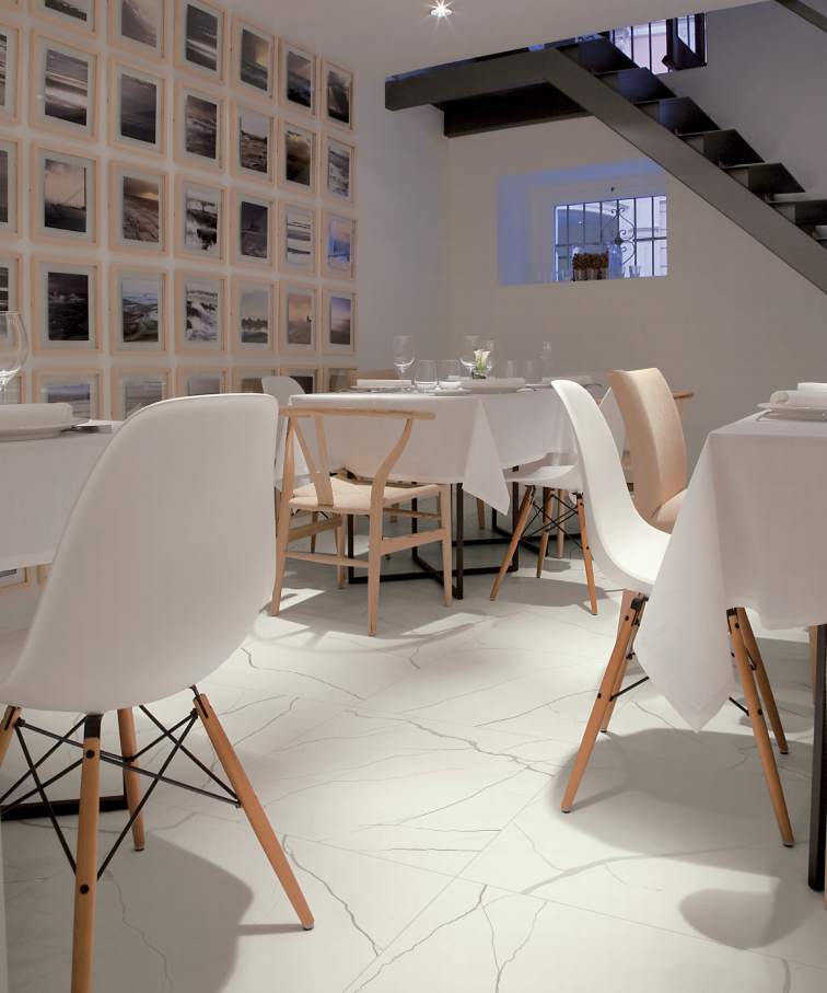 floor tiles matt white marble effect