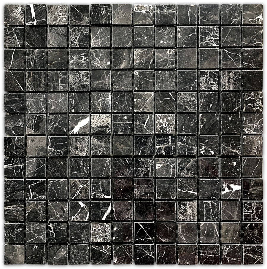 close up black grey marble mosaic square