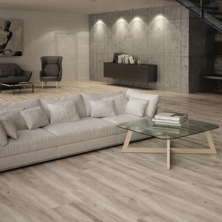 Taupe Wood Effect Porcelain Tiles Living Room
