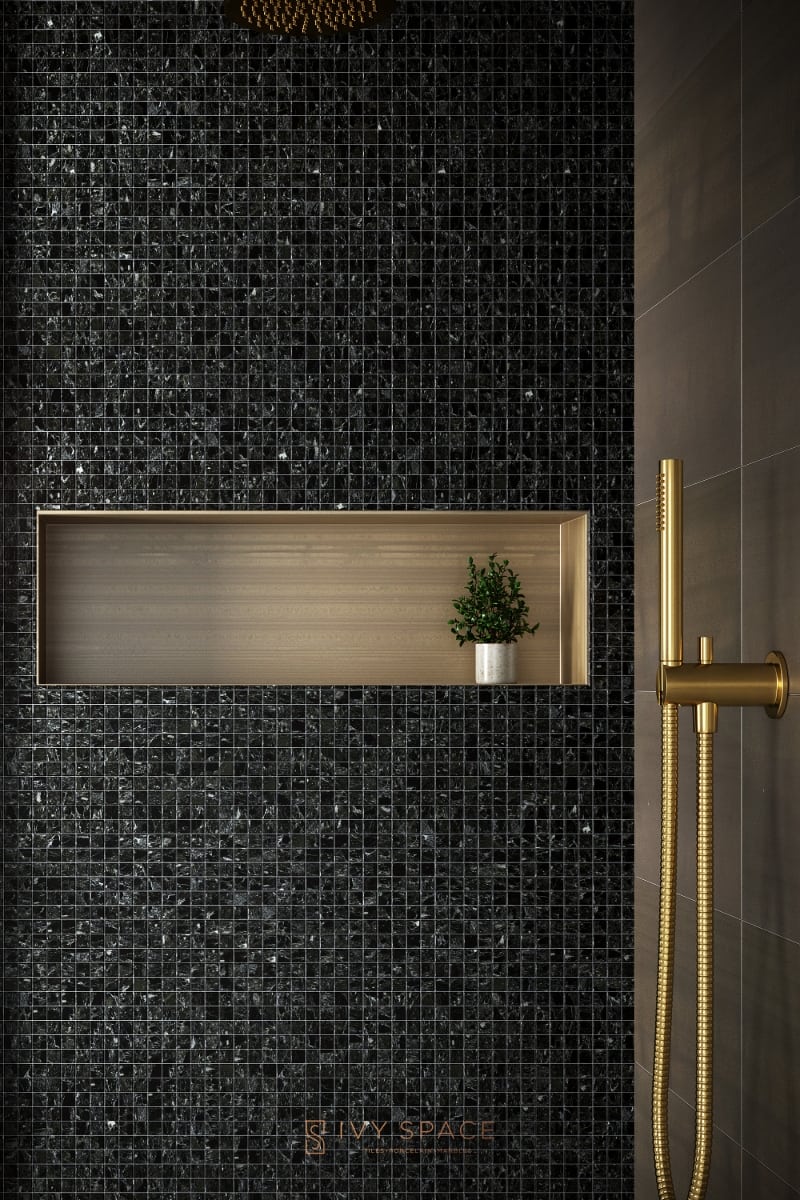 Black Marble Mosaic Bathroom IvySpace