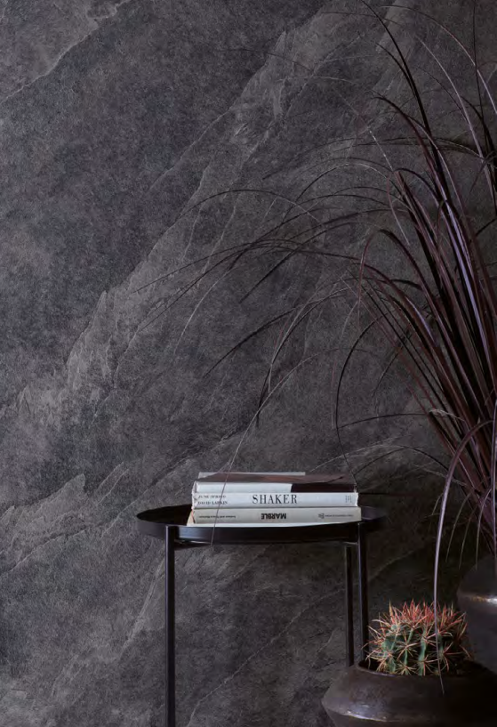 Slate Matt Black Stone effect porcelain slabs Ivyspace