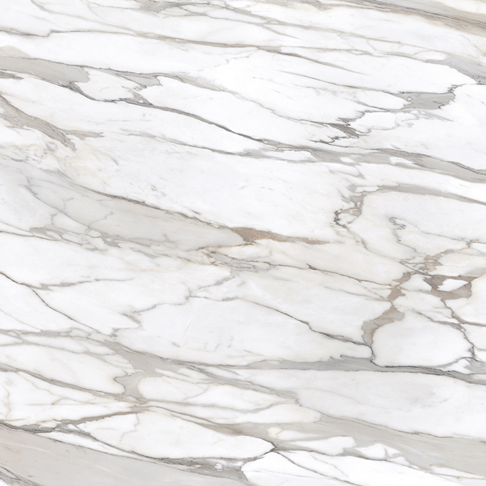 Calacatta Borghini effect impressive tiles, both in glossy and matt finish.