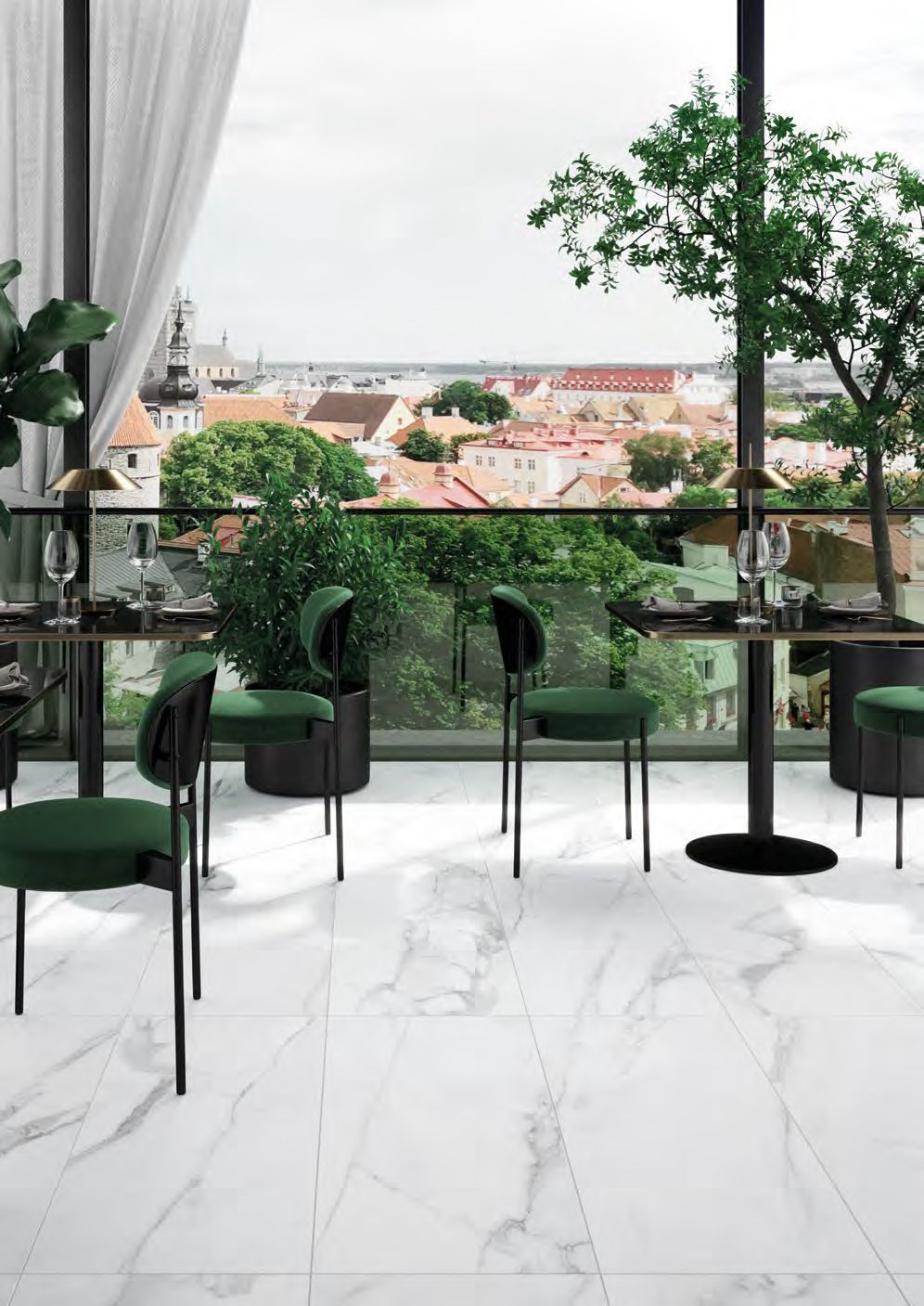 Carrara Weiss Sample 45x90cm Outdoor Restaurant Ivy Space