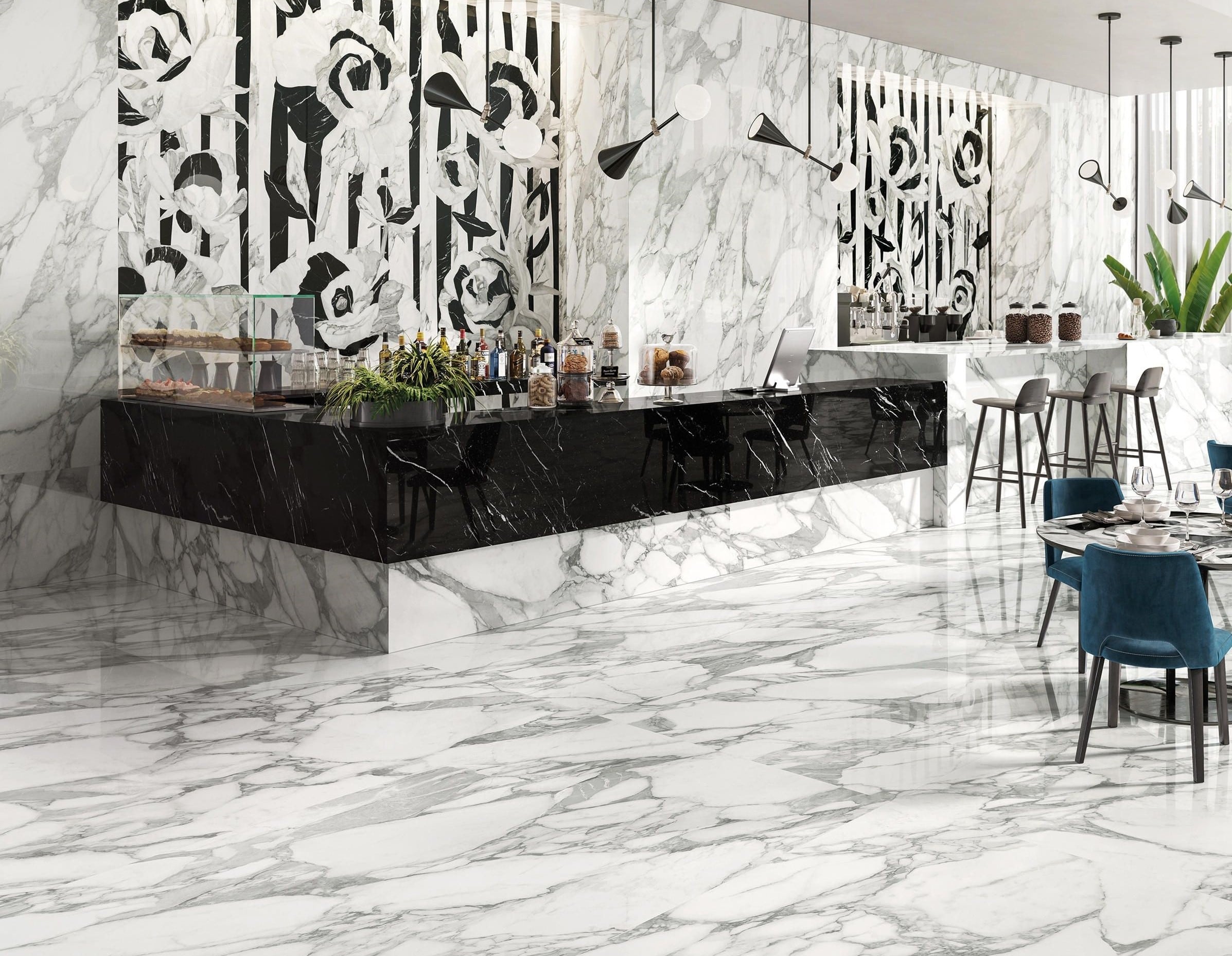 Corchia White Marble Effect Porcelain Tiles Commercial IvySpace