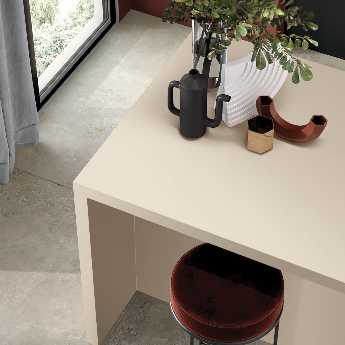 Crema Scuro 800 x 2400mm Porcelain Worktops Tiles IvySpace