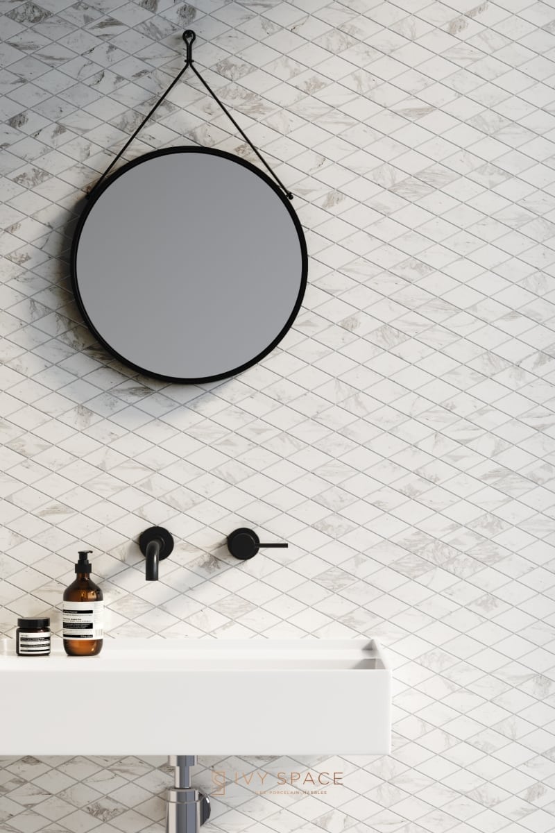 Diamond Volakas Marble Mosaic Bathroom Ivyspace