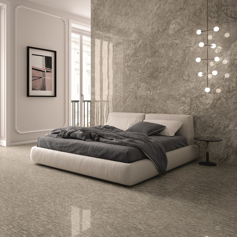 Mountain Grey Marble Effect Porcelain Bedroom Tiles Ivyspace