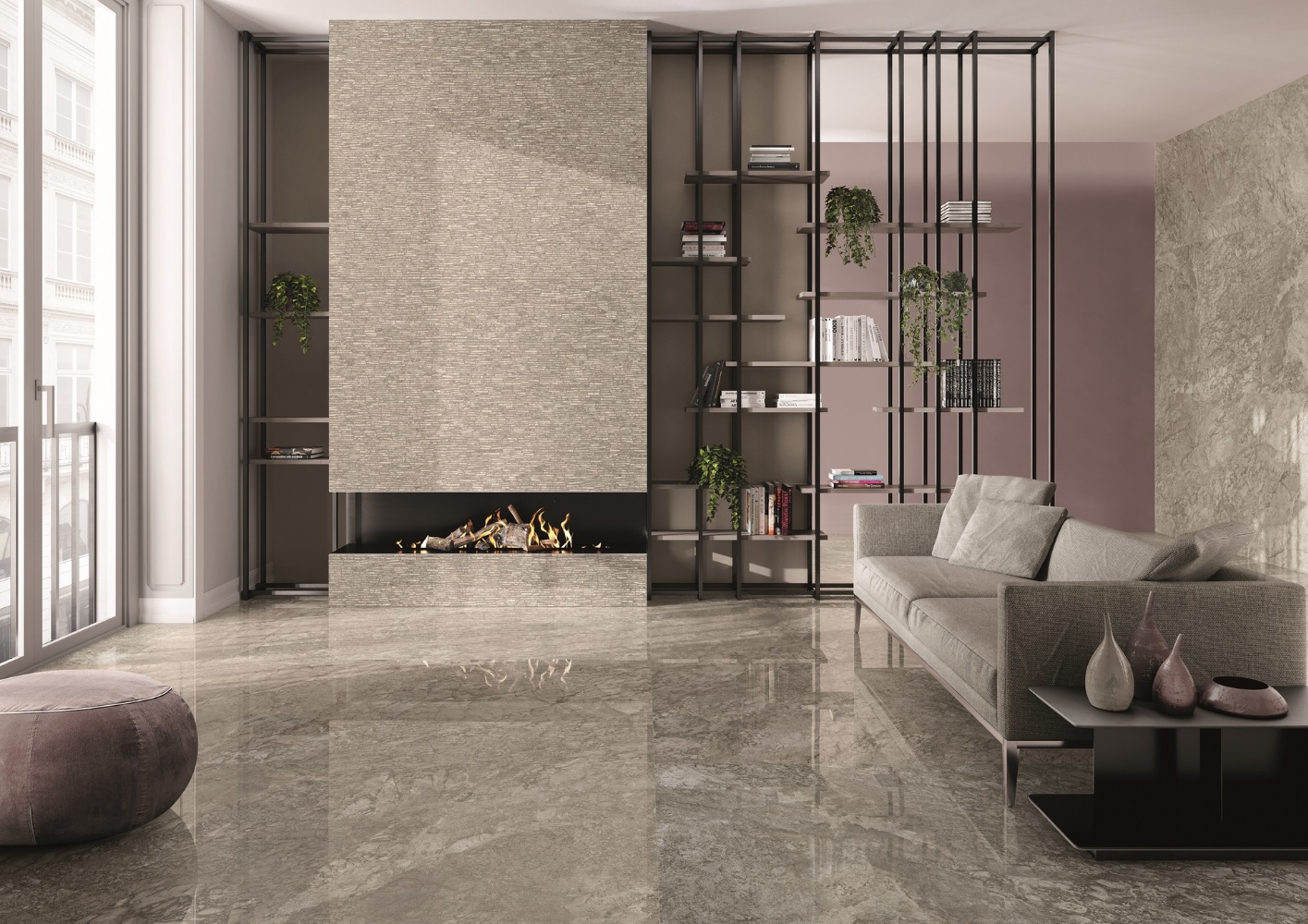 Mountain Grey Marble Effect Living Room Floor Tiles Ivyspace