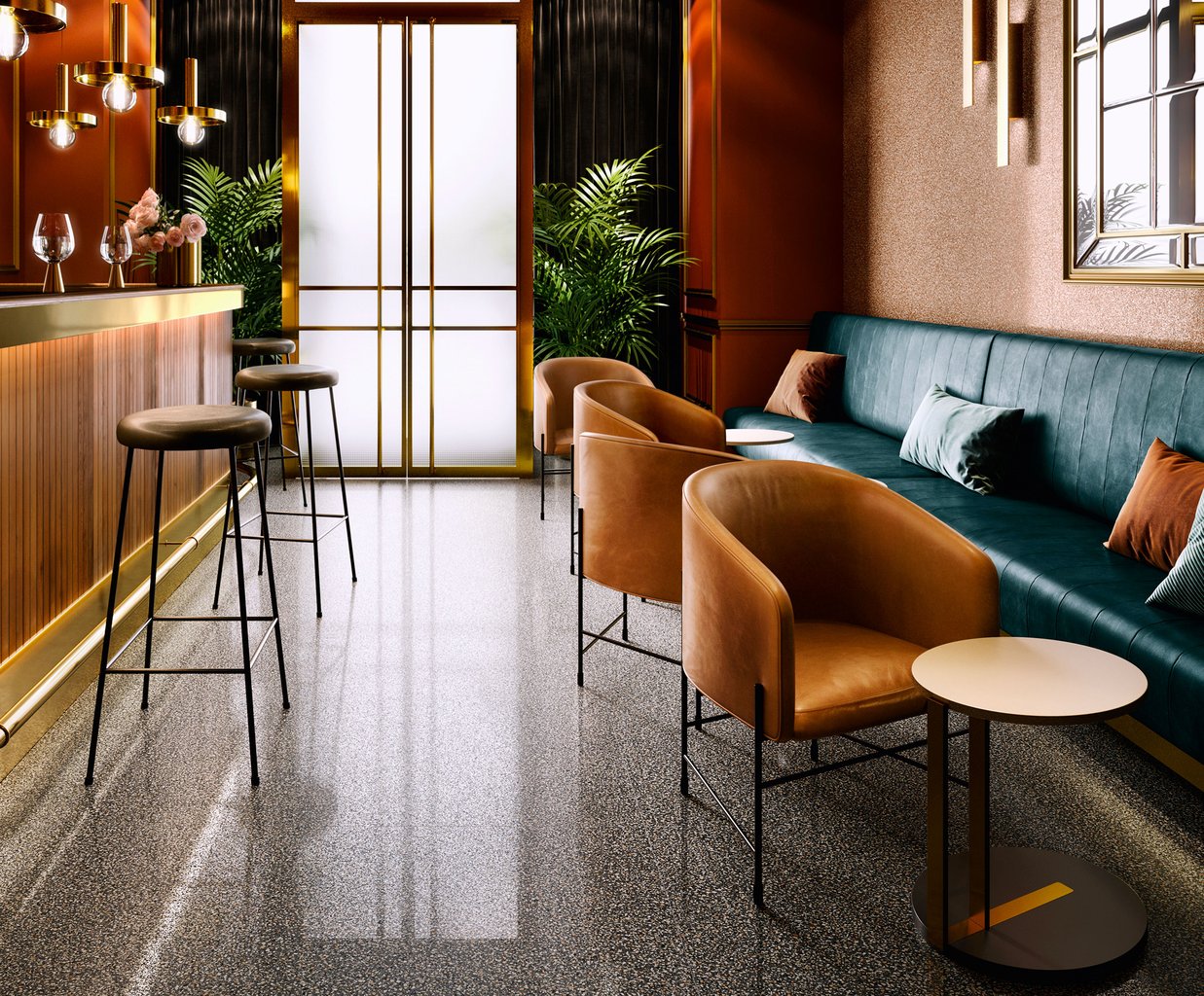 Bronze Terrazzo Effect Porcelain Tiles Commercial IvySpace