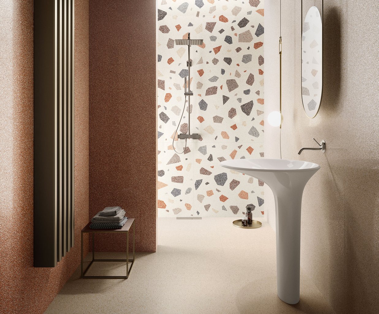 Bronze Terrazzo Effect Porcelain Bathroom Wall Tiles IvySpace