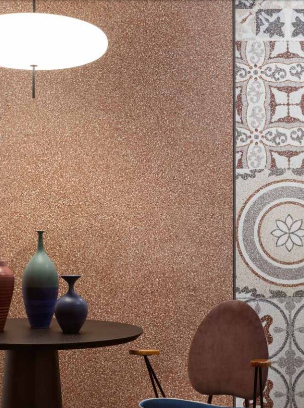 Bronze Terrazzo Effect Porcelain Living Room Tiles IvySpace