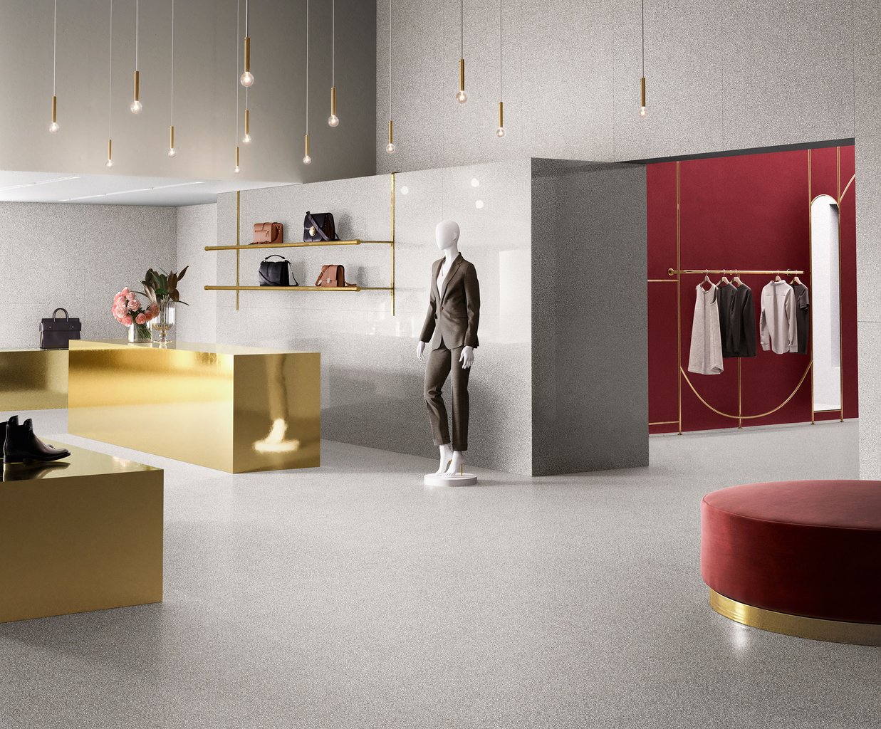 Grey Terrazzo Effect Porcelain Floor Tiles IvySpace