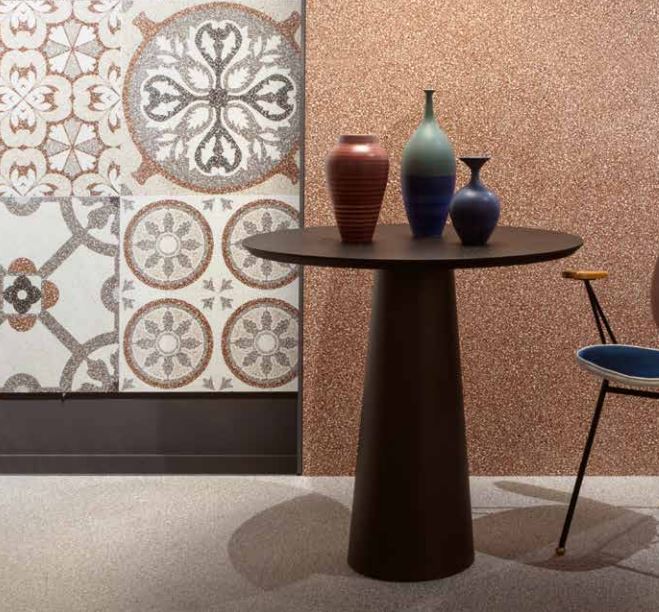 Silver Grey Terrazzo Effect Porcelain Floor Tiles Living Room IvySpace