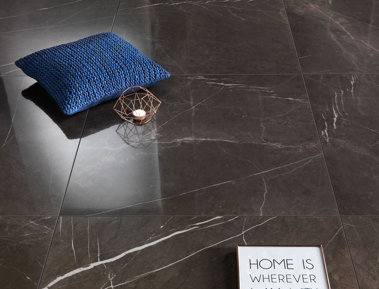 Grey and White Marble Effect Porcelain Tiles IvySpace