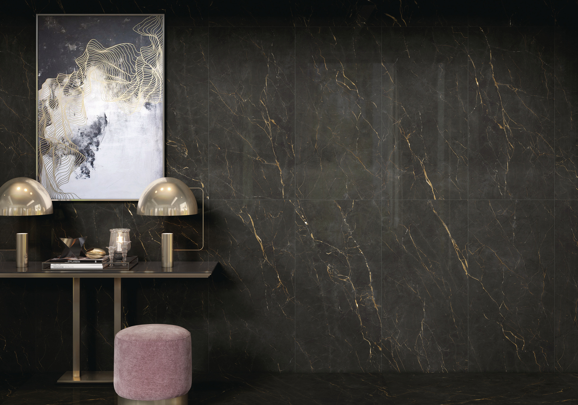 Black Galaxy With Gold Veins Marble Effect Ivyspace