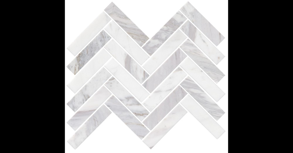 Herringbone Volakas Marble Mosaic Ivyspace