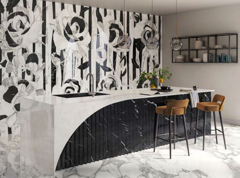Ivy Paradise White Marble Effect Tiles Kitchen Worktops IvySpace