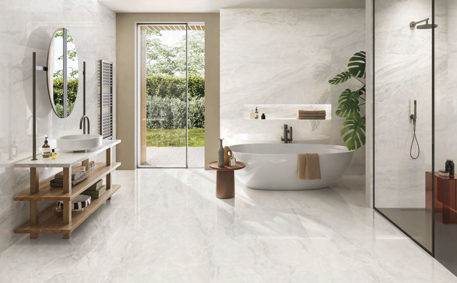 Ivy Paradise White Marble Effect Bathroom Tiles IvySpace