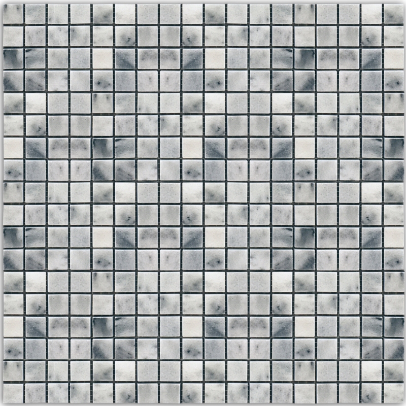 Square Caval Gray, White Colour Marble Mosaic Ivyspace
