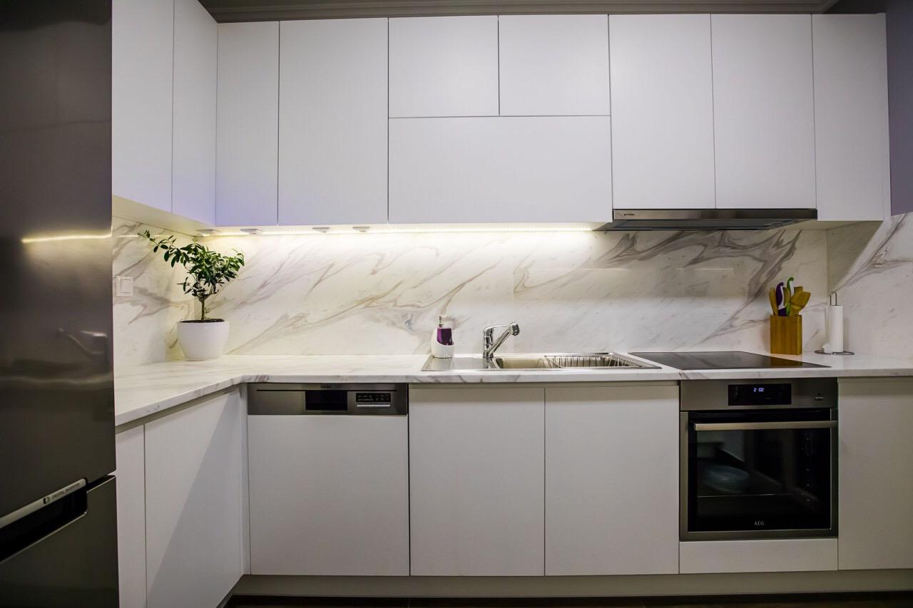 Diamond White With Grey Veins Marble Kitchen Ivyspace