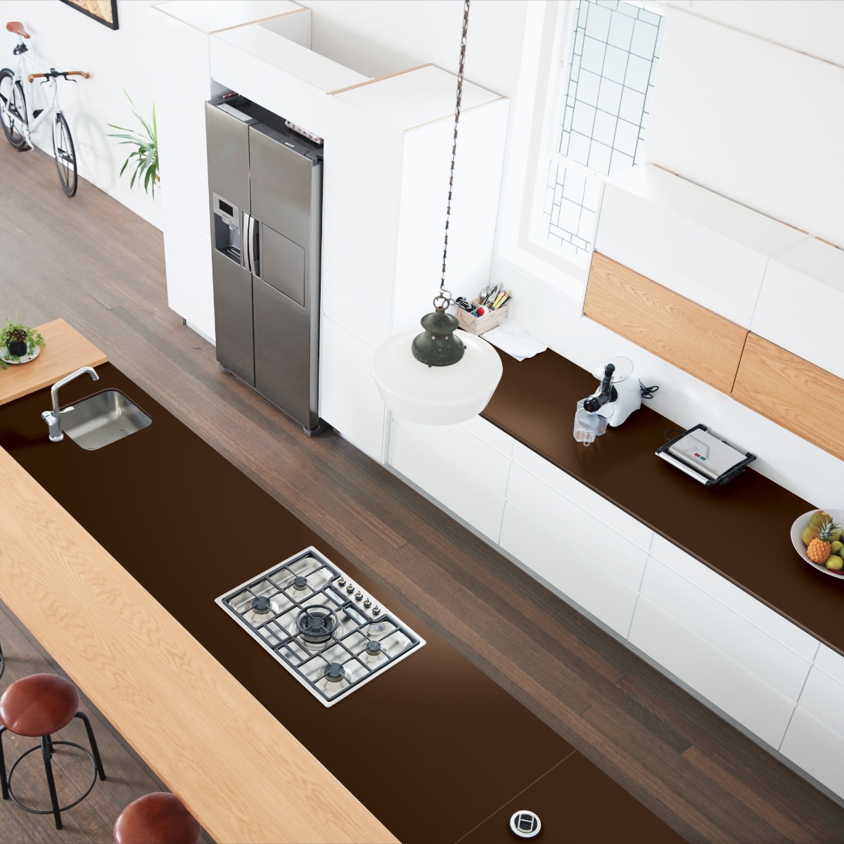 Marron Brown 800 x 2400mm Porcelain Worktops Tiles Kitchen IvySpace
