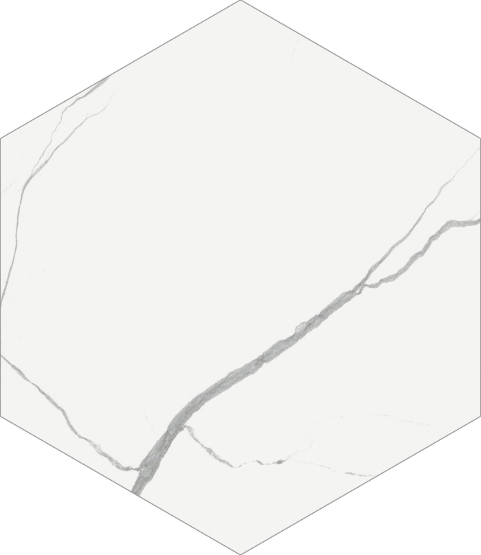 hexagon white marble effect