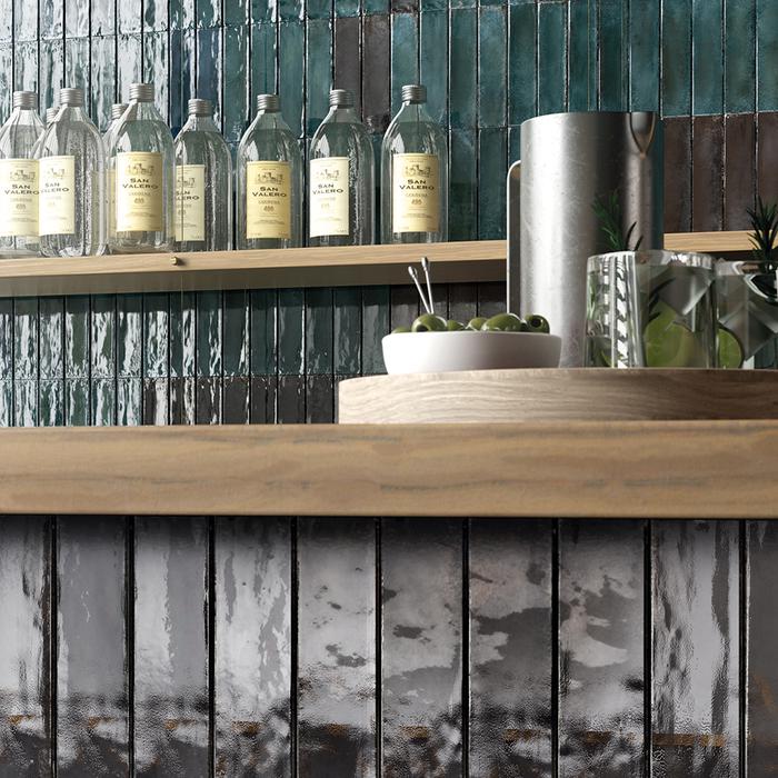 Metallic Brick Effect Feature Wall Tiles Ivyspace