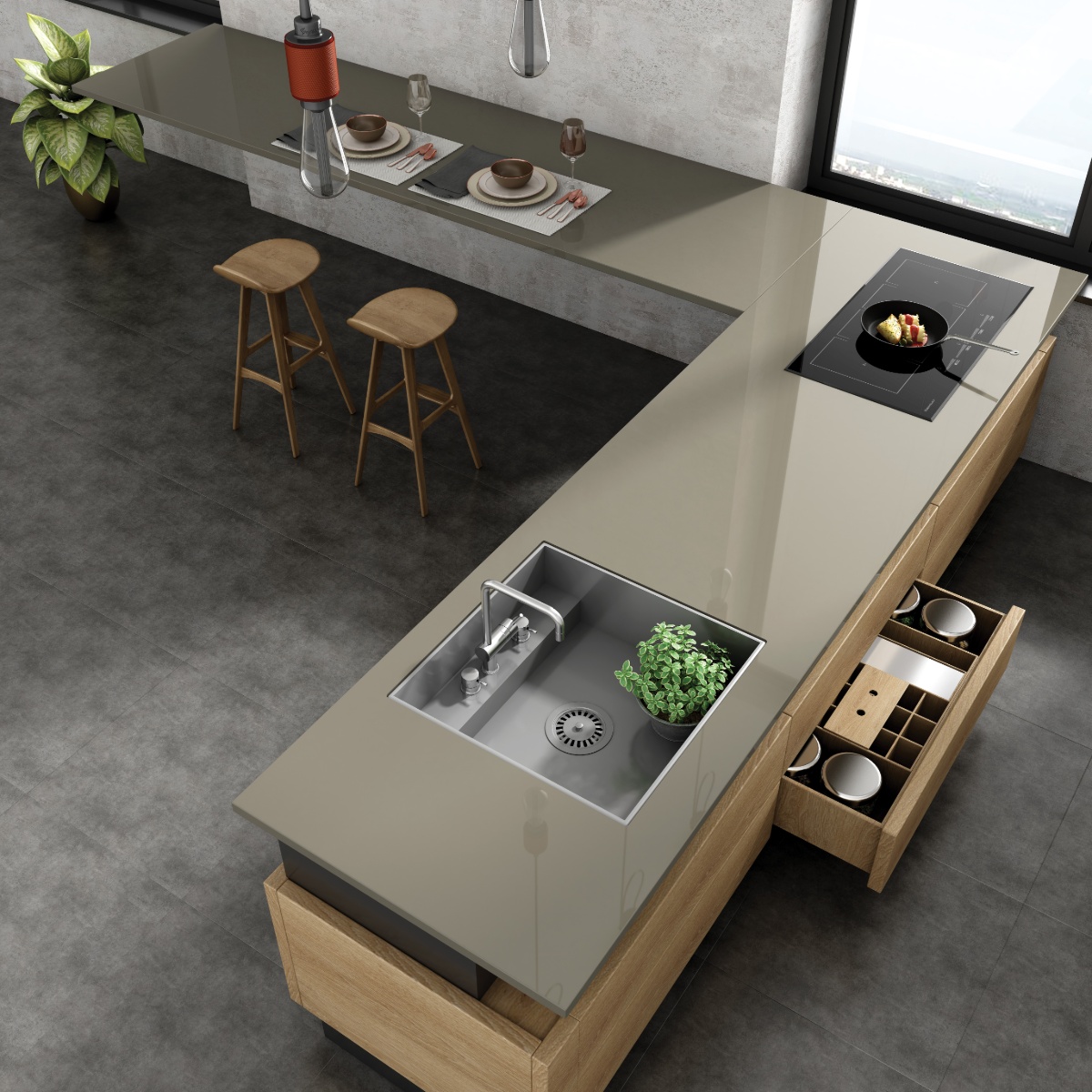 Mocca Verde 800 x 2400mm Porcelain Worktops Tiles IvySpace