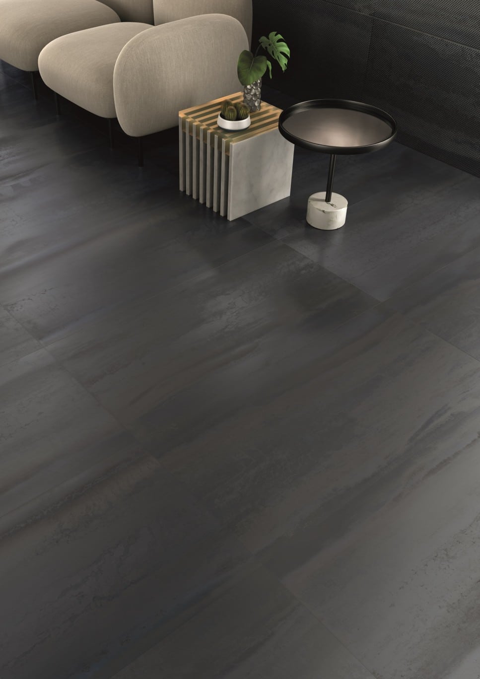 Modena Grey Metal Effect Porcelain Floor Tiles IvySpace