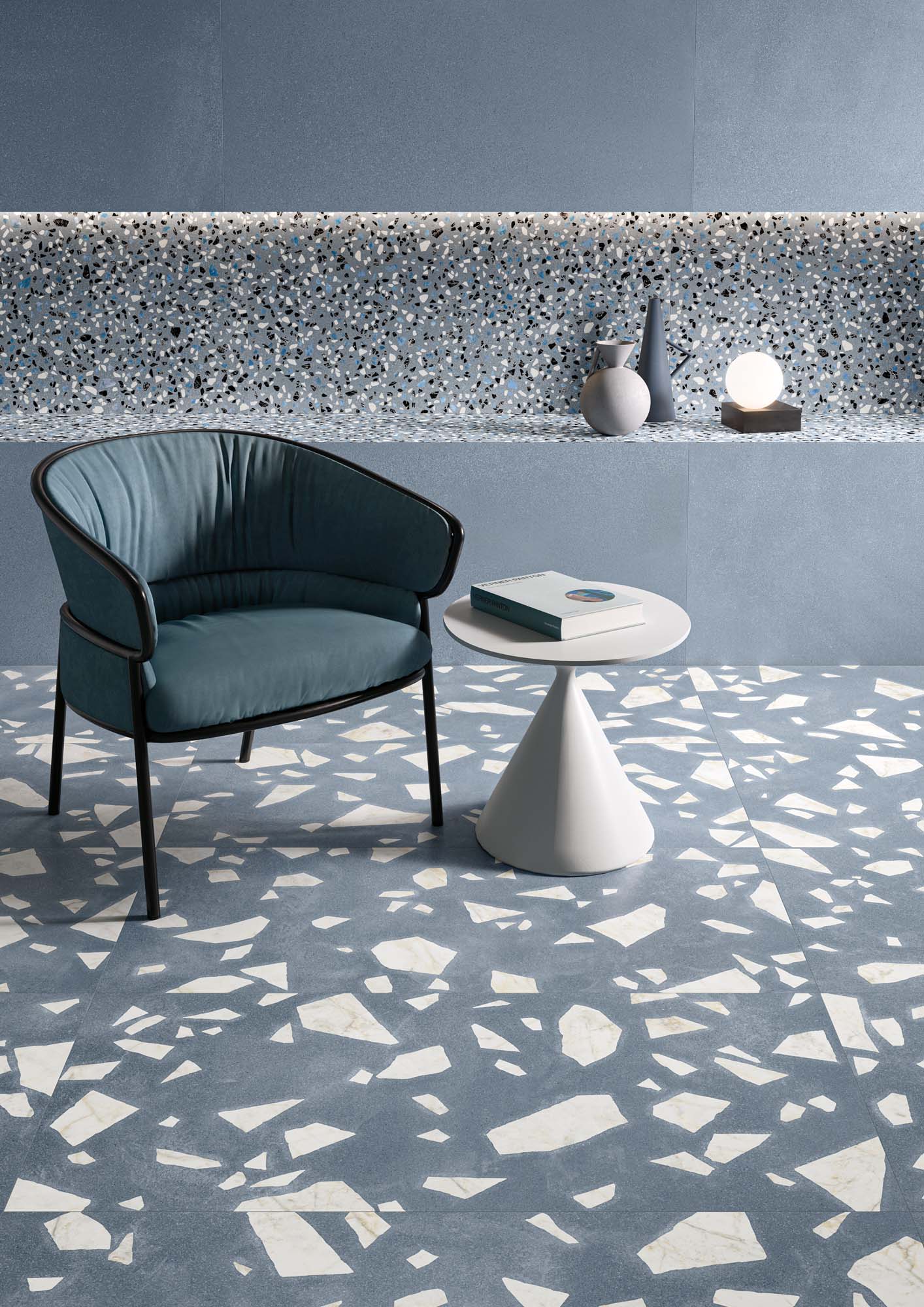 Blue Terrazzo Effect Porcelain Wall Tiles IvySpace