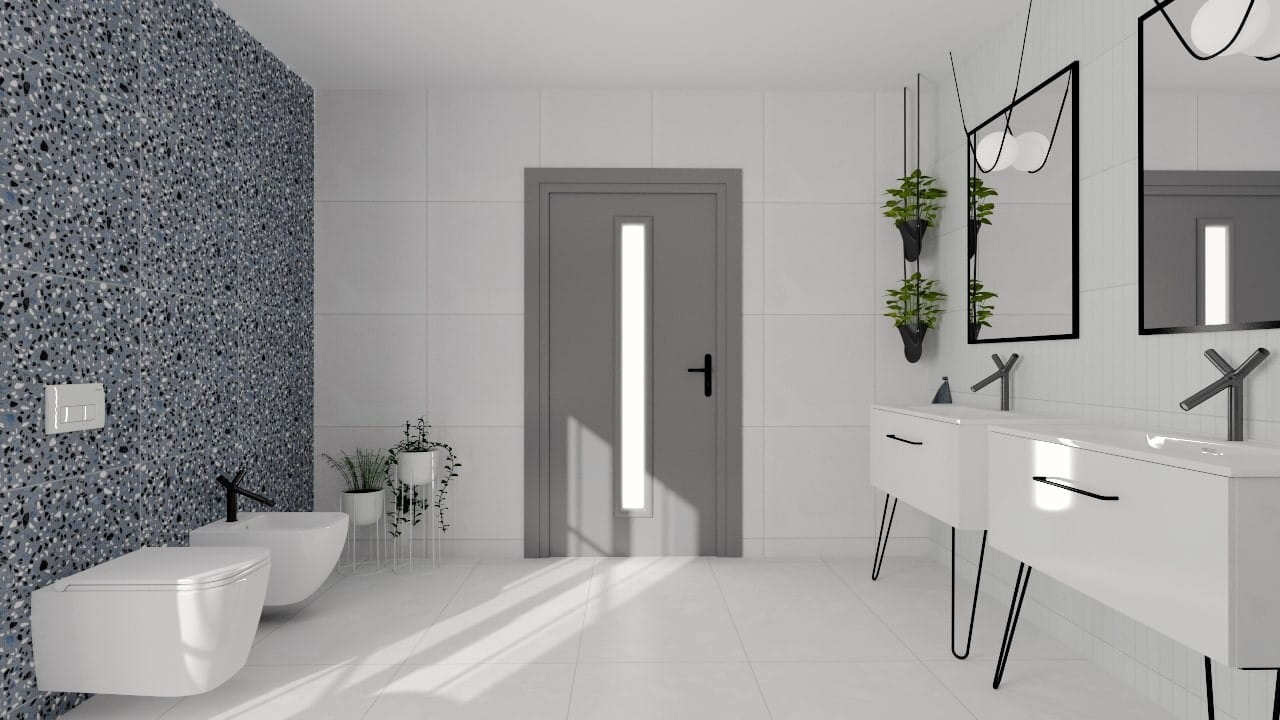 Terrazzo Effect Porcelain Tiles Bathroom IvySpace