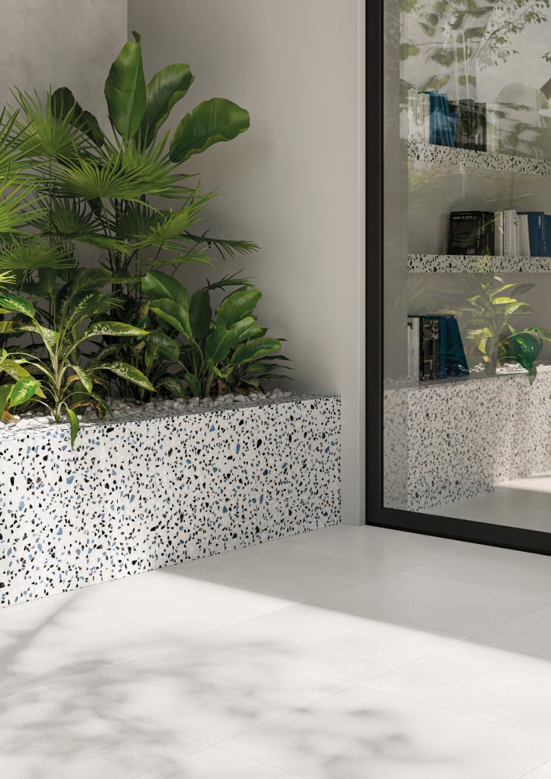 Classic White Terrazzo Effect Porcelain Tiles IvySpace