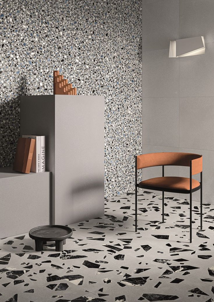 Single Colour Grey Terrazzo Effect Porcelain Tiles IvySpace
