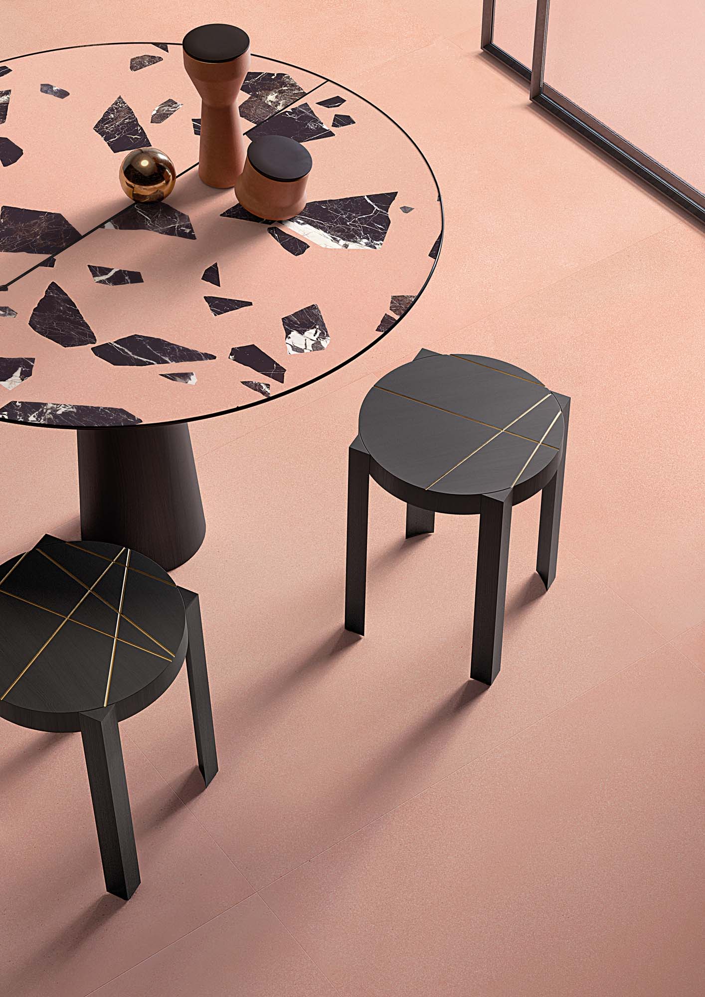 Pink Terrazzo Porcelain Floor Tiles IvySpace
