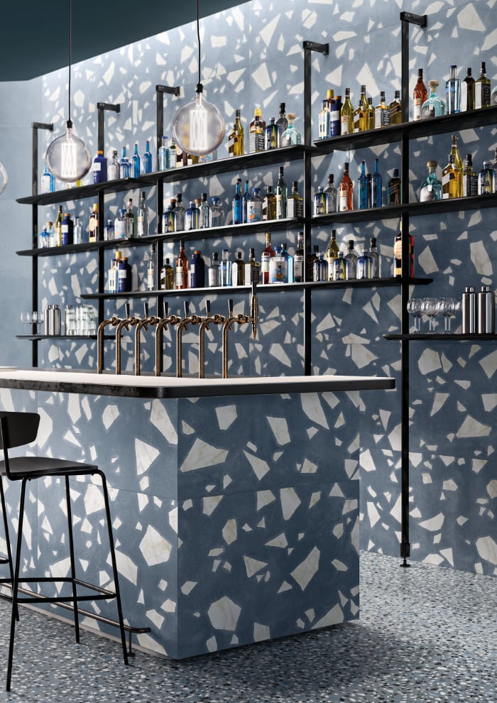 Blue Terrazzo Effect Porcelain Wall Tiles IvySpace