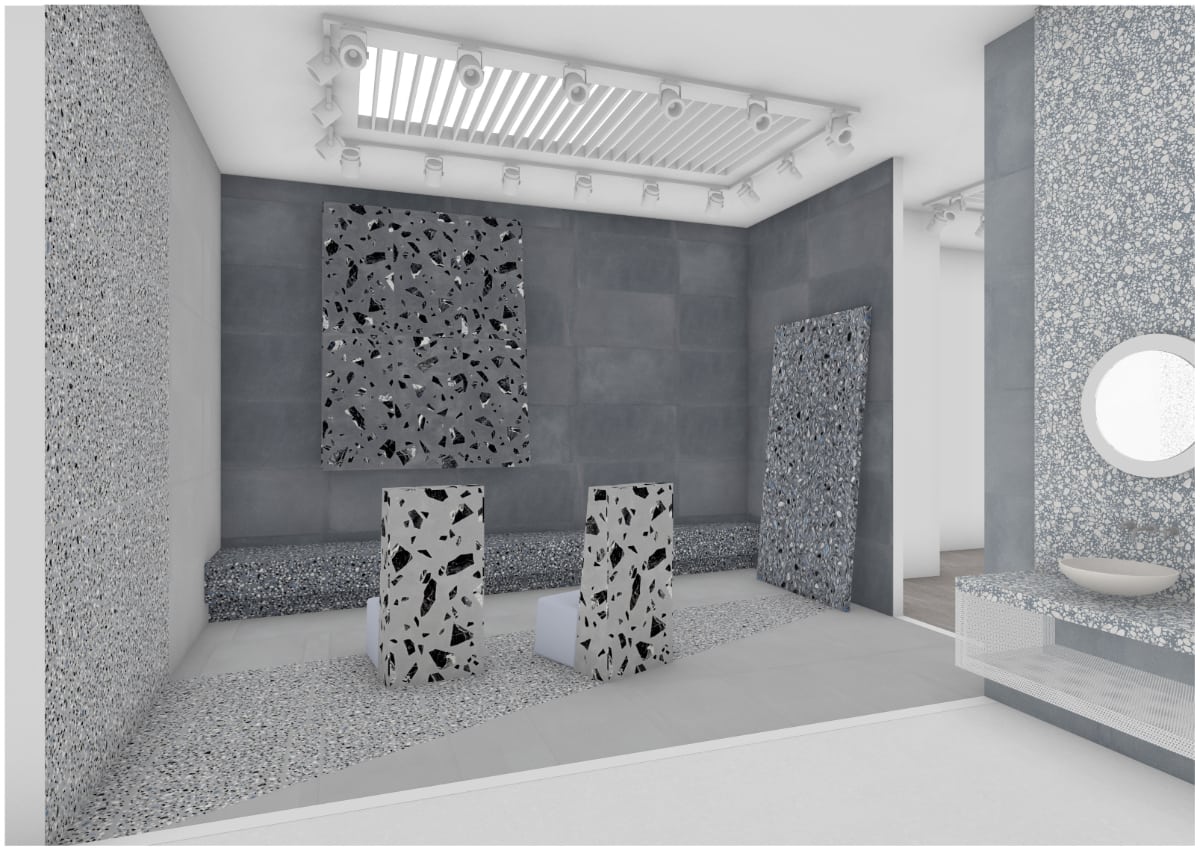 Dark and Dark Grey Terrazzo Effect Porcelain Tiles IvySpace