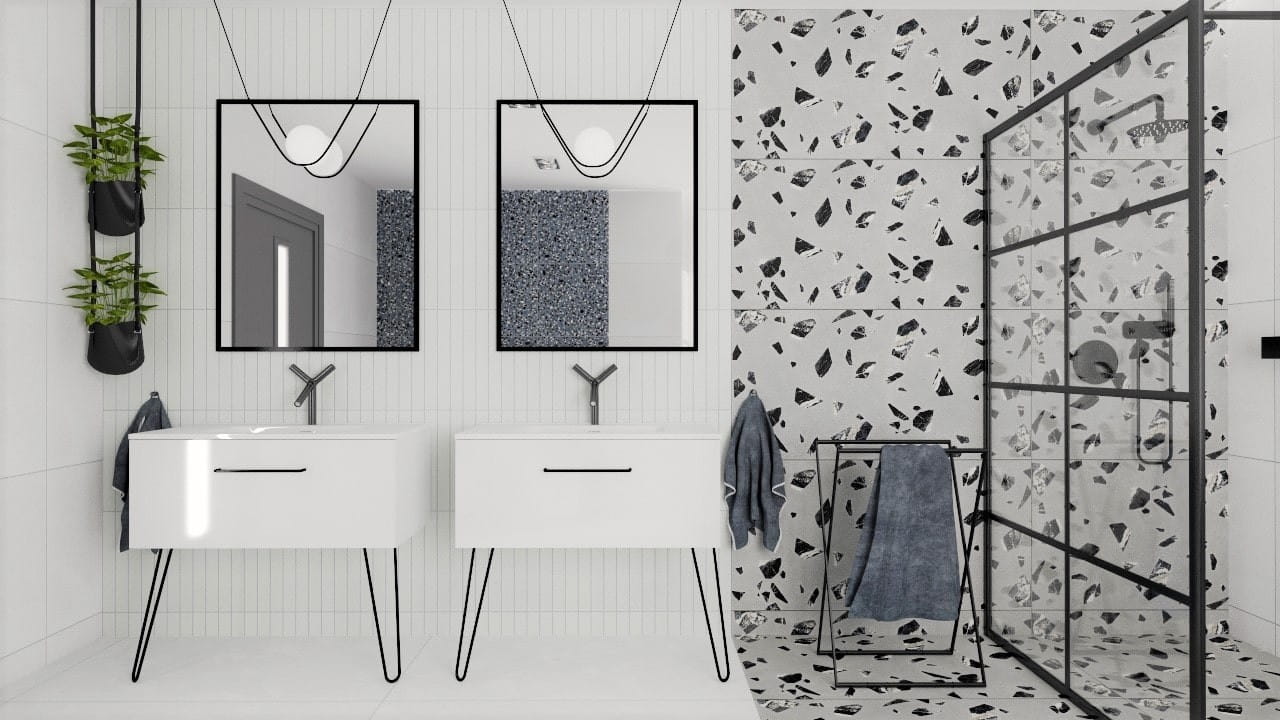 Grey Terrazzo Effect Porcelain Tiles Shower IvySpace