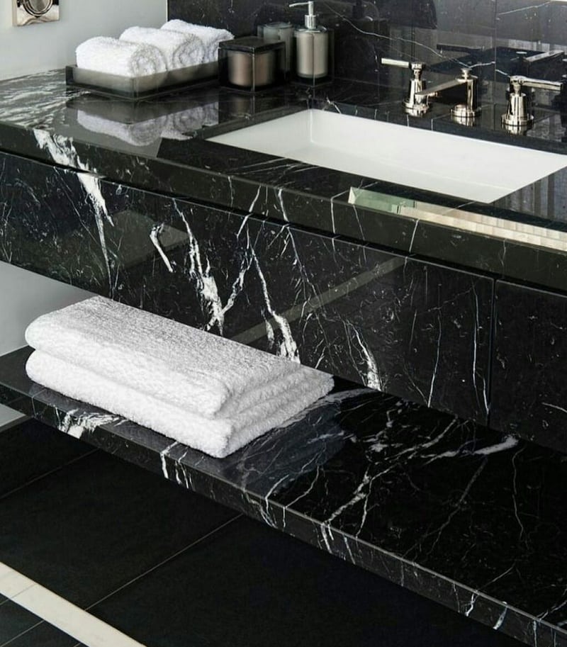 Nero Marquina Natural Marble Tiles Bathroom Countertop IvySpace