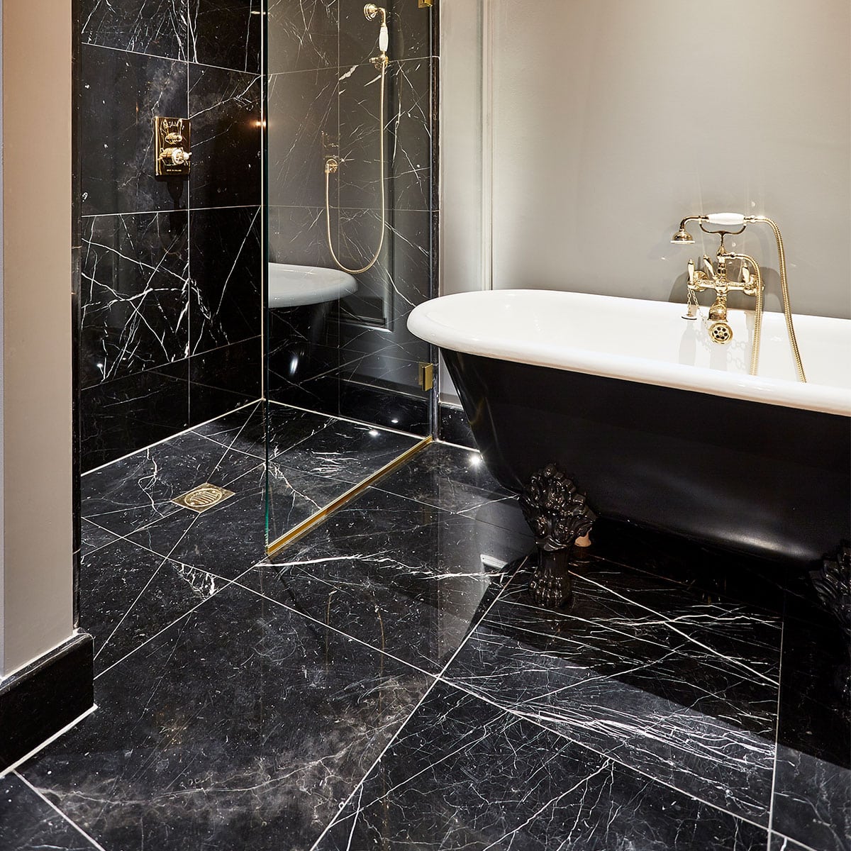 Nero Marquina Natural Marble Tiles Bathroom Shower IvySpace