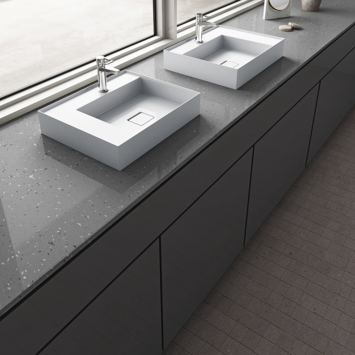Orra Chips 800 x 2400mm Porcelain Worktops Tiles  Bathroom IvySpace