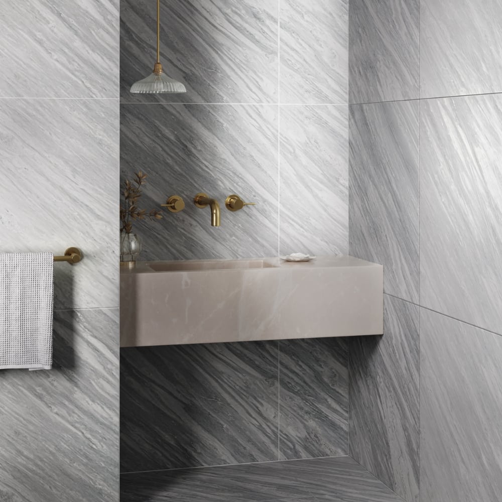 Pallisandro Greco Striped White/Grey Impressive Marble Bathroom Ivyspace