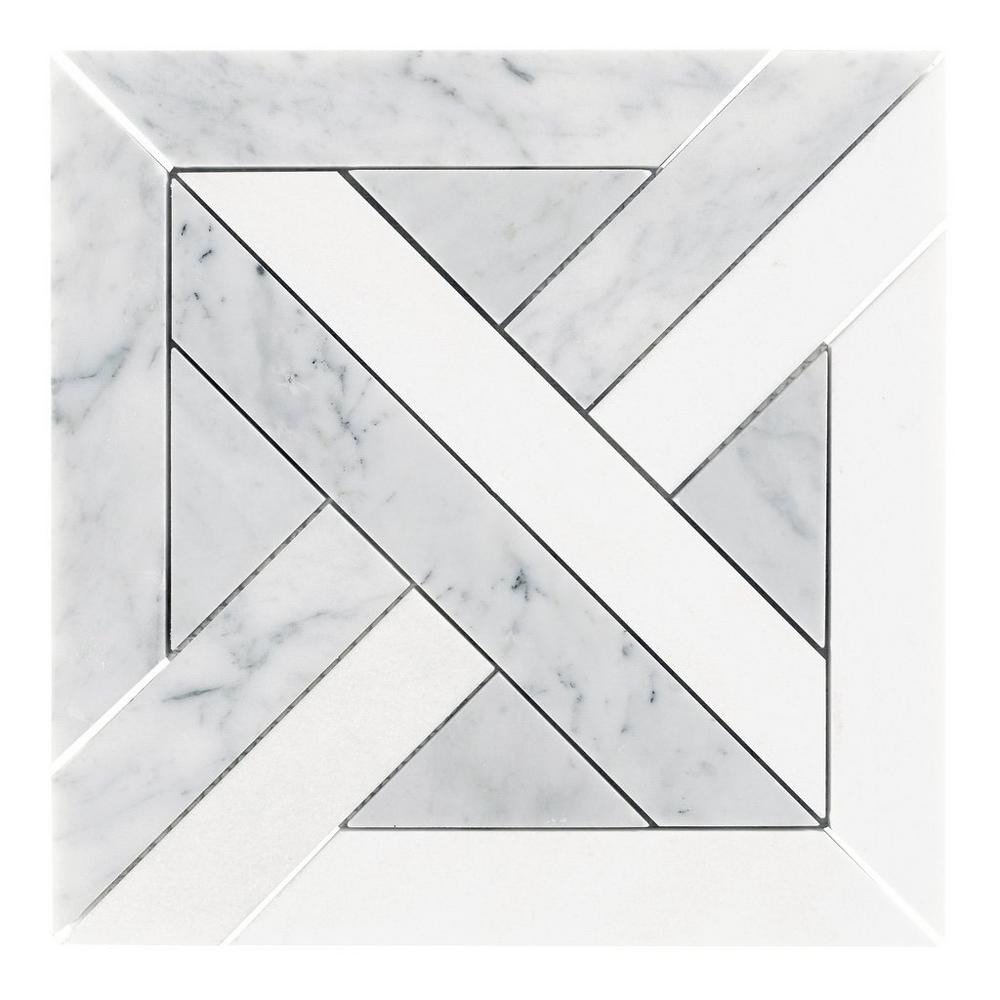 Parquet Diagonal Thassos Grey/White Marble Ivyspace