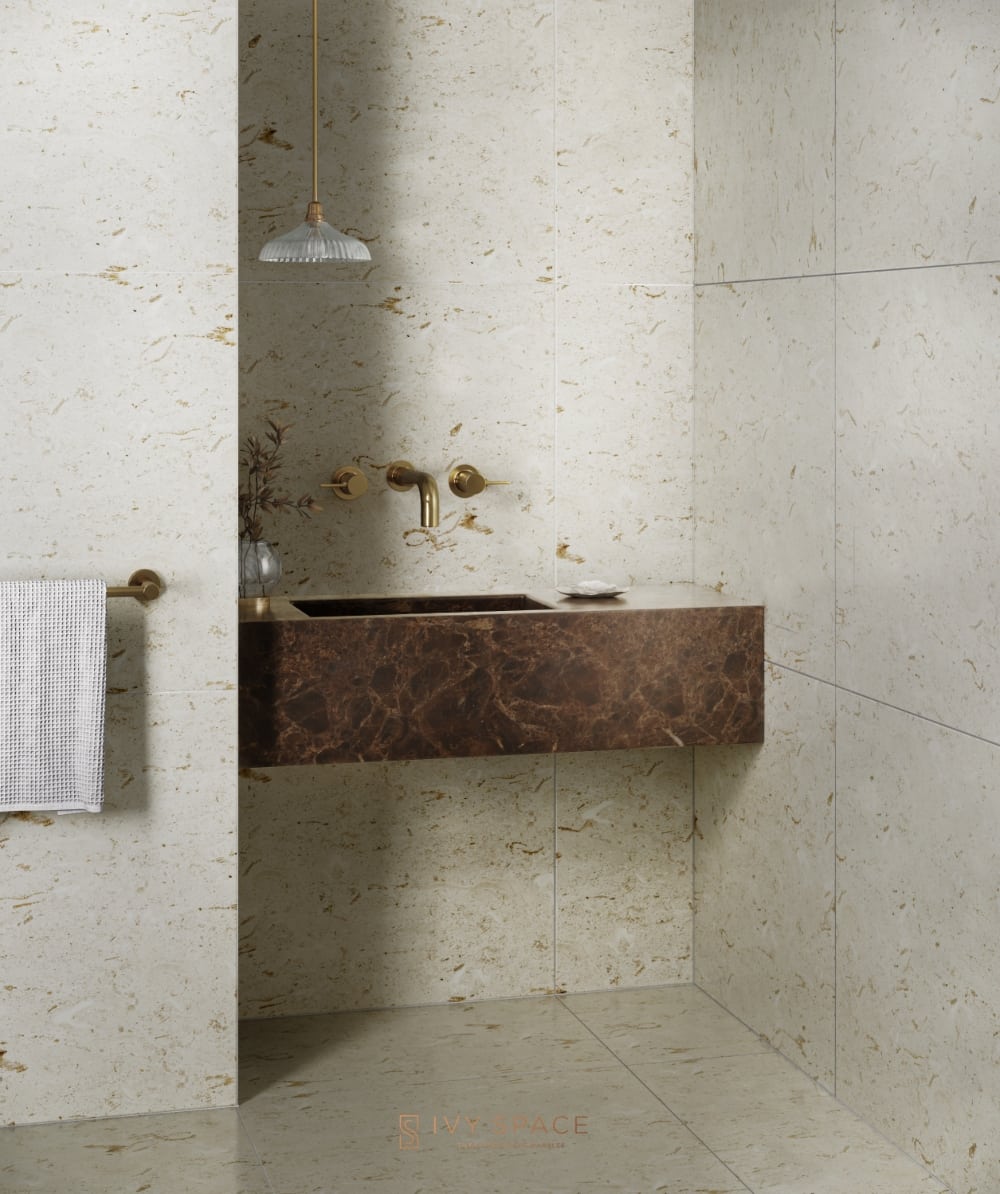 Perla Beige Marble Bathroom Ivyspace